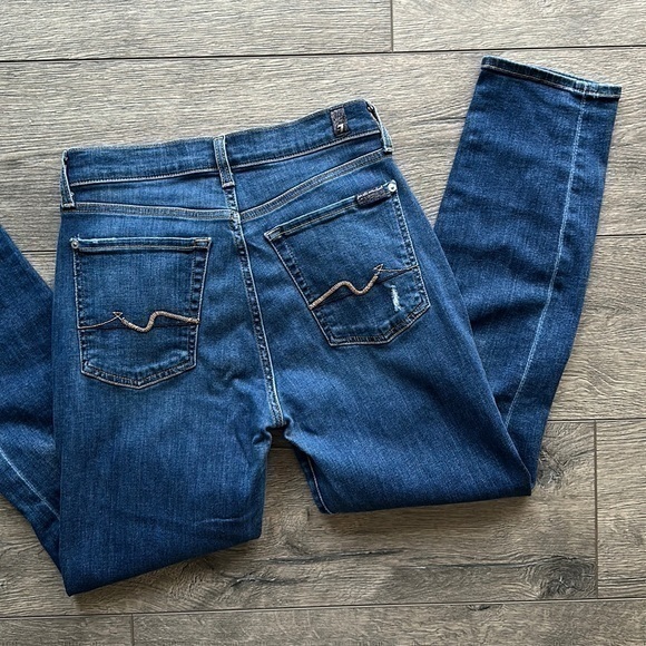 7 For All Mankind Denim - 7 for all mankind jeans blue denim Bikercore size 27